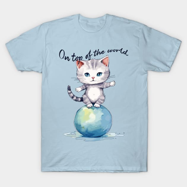 On top of the world, cute kitten T-Shirt by LollysLane